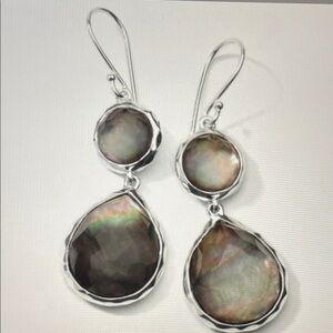 Ippolita Teardrop Snowman Black Shell and Sterling Silver Earrings
